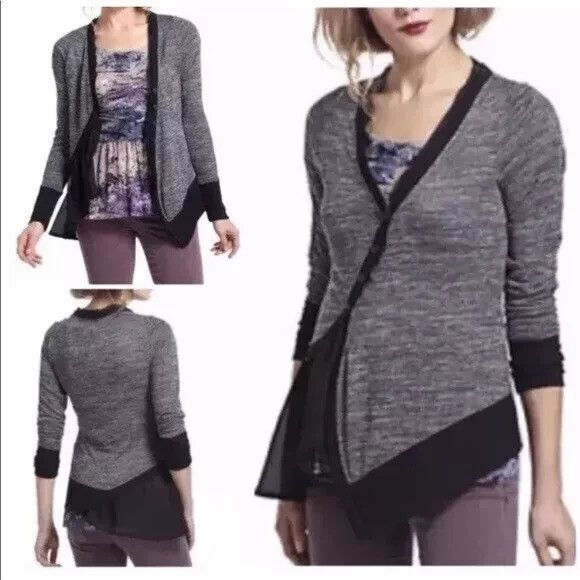 Anthropologie Meadow Rue Womens Cardigan Asymmetric Fairy Grunge Sweater Gray S - Picture 12 of 16